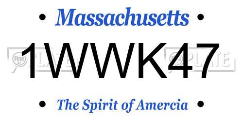 1WWK47 Massachusetts License Plate