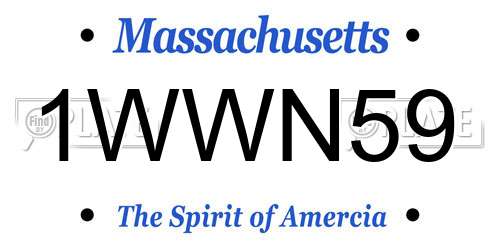 1WWN59 Massachusetts License Plate