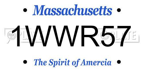 1WWR57 Massachusetts License Plate