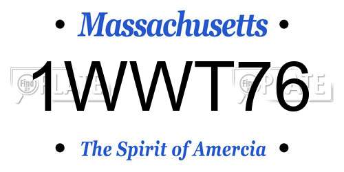 1WWT76 Massachusetts License Plate
