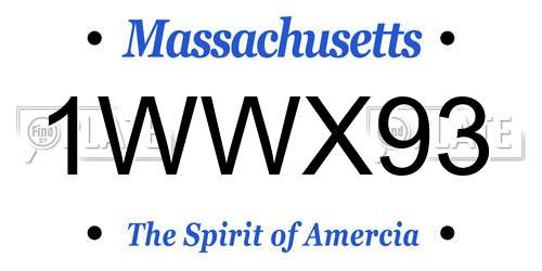 1WWX93 Massachusetts License Plate