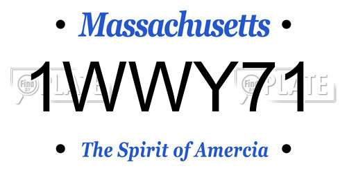 1WWY71 Massachusetts License Plate