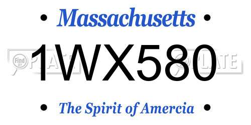 1WX580 Massachusetts License Plate