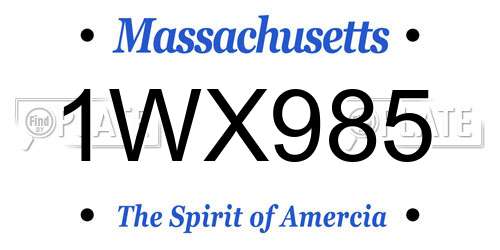 1WX985 Massachusetts License Plate