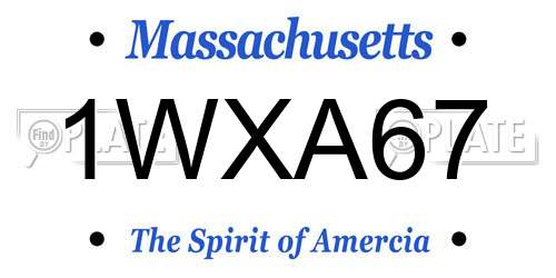 1WXA67 Massachusetts License Plate