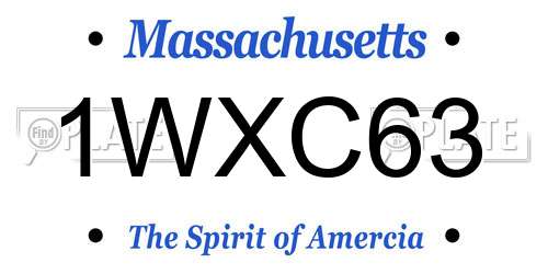 1WXC63 Massachusetts License Plate