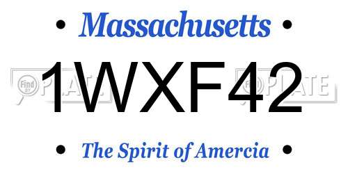 1WXF42 Massachusetts License Plate