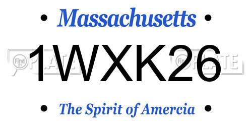 1WXK26 Massachusetts License Plate