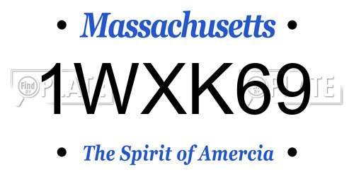 1WXK69 Massachusetts License Plate