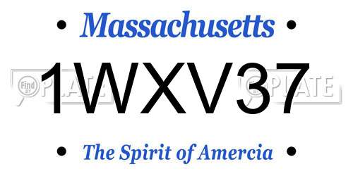 1WXV37 Massachusetts License Plate
