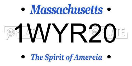 1WYR20 Massachusetts License Plate