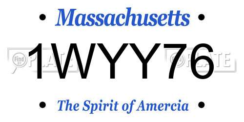 1WYY76 Massachusetts License Plate