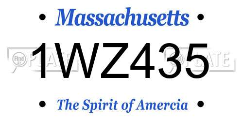 1WZ435 Massachusetts License Plate