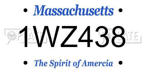 1WZ438 Massachusetts License Plate