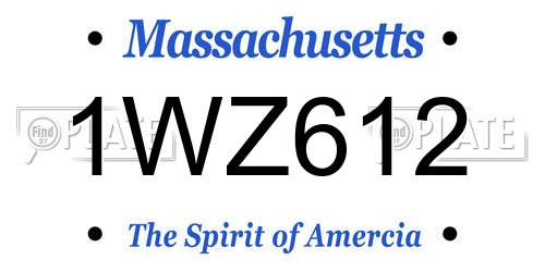 1WZ612 Massachusetts License Plate