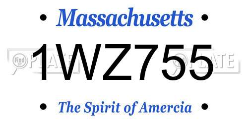 1WZ755 Massachusetts License Plate