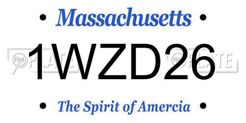 1WZD26 Massachusetts License Plate