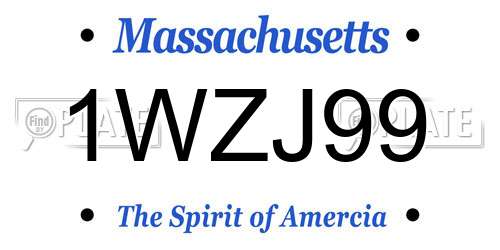 1WZJ99 Massachusetts License Plate