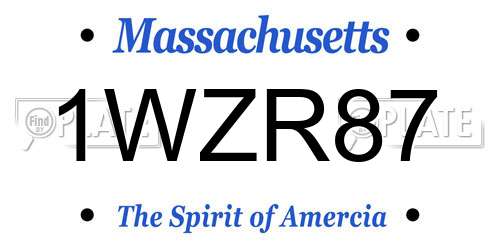 1WZR87 Massachusetts License Plate