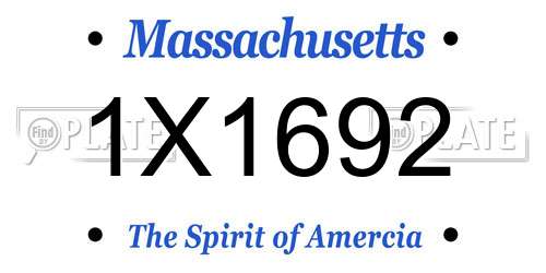 1X1692 Massachusetts License Plate