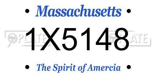 1X5148 Massachusetts License Plate