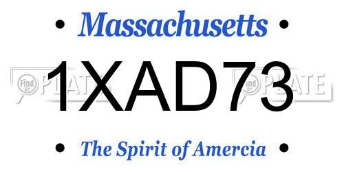 1XAD73 Massachusetts License Plate