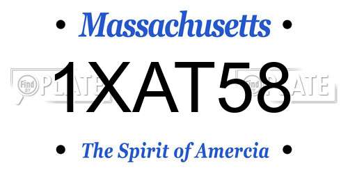 1XAT58 Massachusetts License Plate