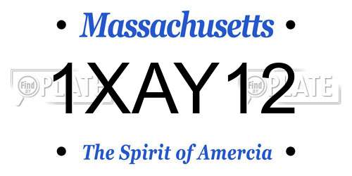 1XAY12 Massachusetts License Plate