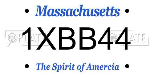 1XBB44 Massachusetts License Plate