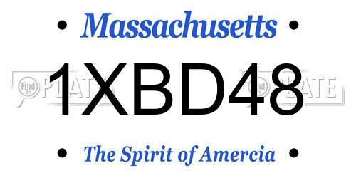 1XBD48 Massachusetts License Plate