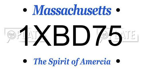 1XBD75 Massachusetts License Plate