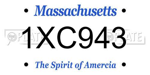 1XC943 Massachusetts License Plate