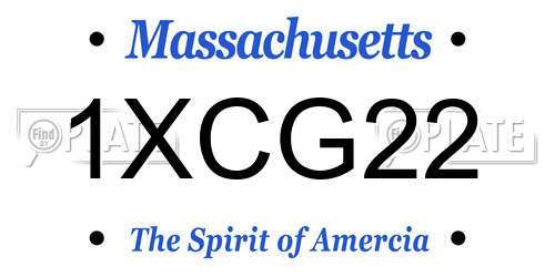1XCG22 Massachusetts License Plate