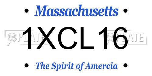 1XCL16 Massachusetts License Plate