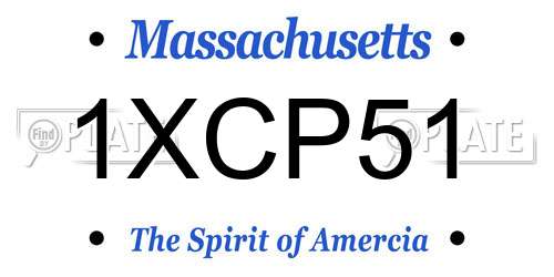 1XCP51 Massachusetts License Plate