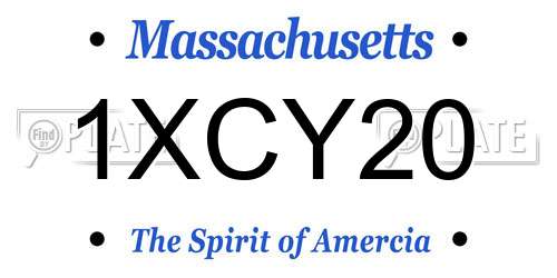 1XCY20 Massachusetts License Plate