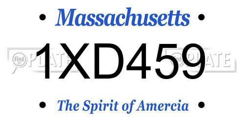 1XD459 Massachusetts License Plate