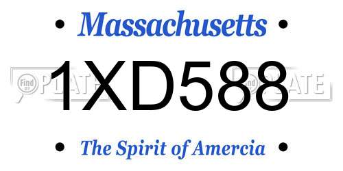 1XD588 Massachusetts License Plate