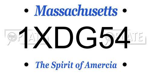 1XDG54 Massachusetts License Plate