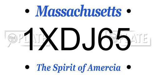 1XDJ65 Massachusetts License Plate