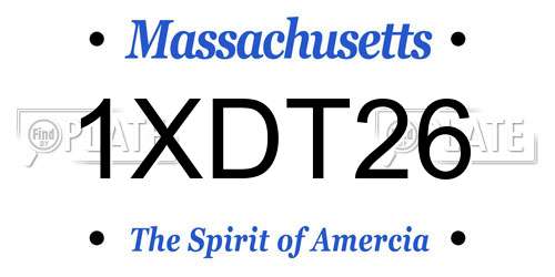 1XDT26 Massachusetts License Plate