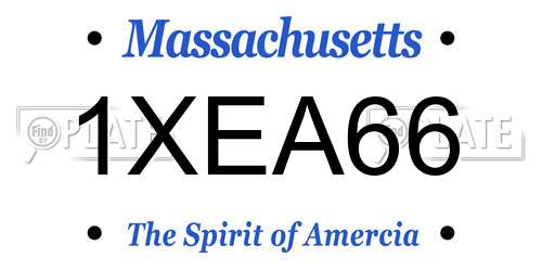 1XEA66 Massachusetts License Plate