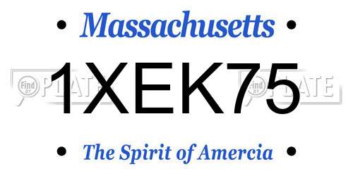 1XEK75 Massachusetts License Plate