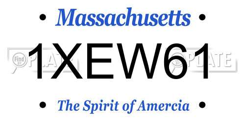 1XEW61 Massachusetts License Plate