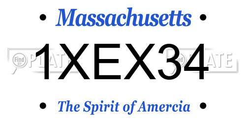 1XEX34 Massachusetts License Plate