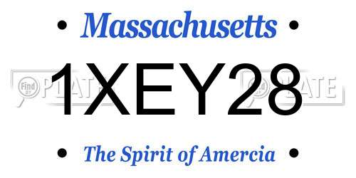 1XEY28 Massachusetts License Plate