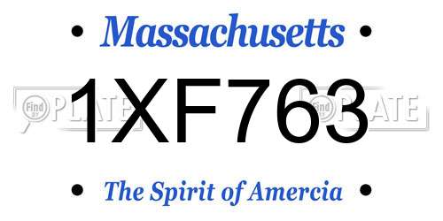 1XF763 Massachusetts License Plate