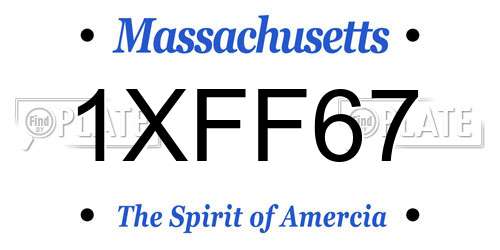 1XFF67 Massachusetts License Plate