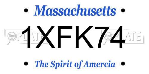 1XFK74 Massachusetts License Plate