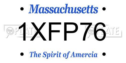 1XFP76 Massachusetts License Plate